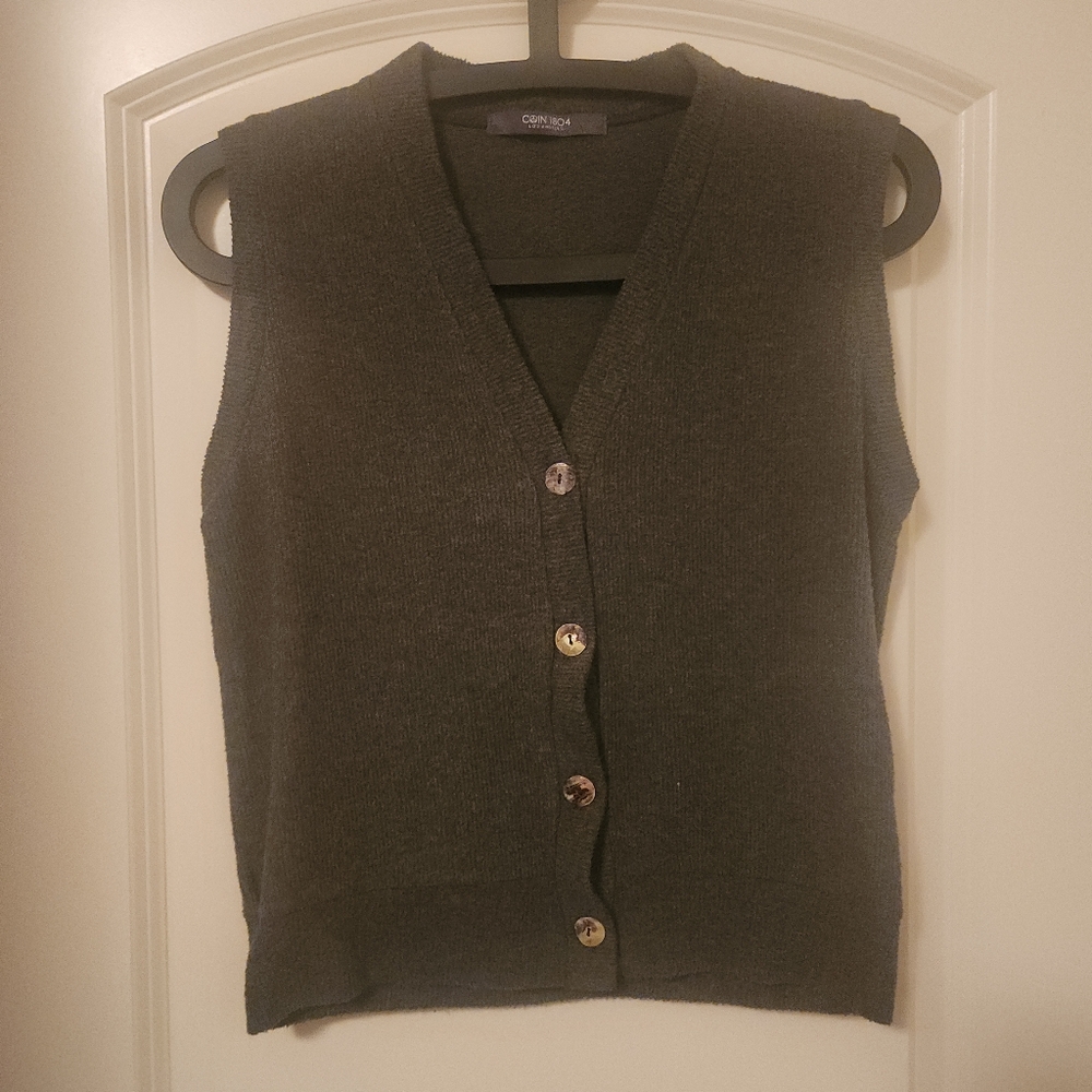 Knit Vest With Shell Buttons